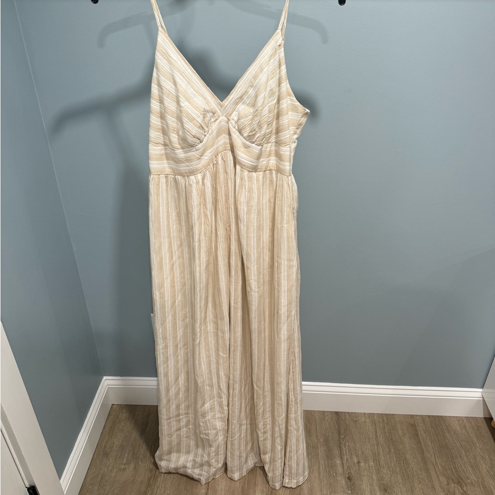 American Eagle Wideleg Jumpsuit Ivory-Beige - Large